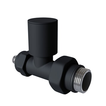 Radiva - Radiator Valve 1/2'' Black Straight Pex (Metal Head 16x2 Connection)