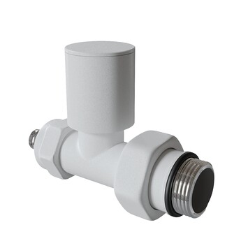 Radiva - Radyatör Vanası 1/2'' Pütürlü Beyaz Düz Pex (Metal Volanlı 16*2mm Boru Bağl. Rakorlu)