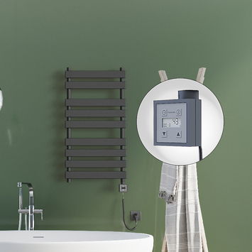 Radiva - Tahiti Electric Towel Warmer 500x1300 Anthracite Ktx3 600 W (Spiral Cable)