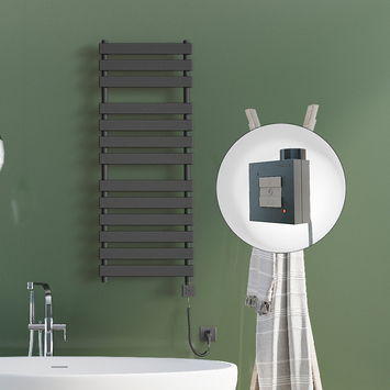 Radiva - Tahiti Sèche Serviettes Electrique 500x950 Anthracite Ktx1 600 Watt Câble en spirale