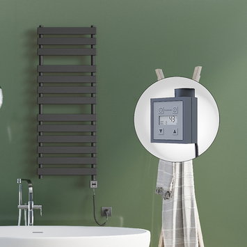 Radiva - Tahiti Elektrikli Havlupan 500x950 Antrasit (KTX3 Termostat) 600W Spiral Kablolu