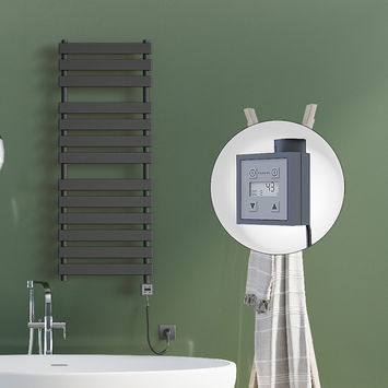 Radiva - Tahiti Sèche Serviettes Electrique 500x950 Anthracite Ktx3 600 Watt Câble en spirale