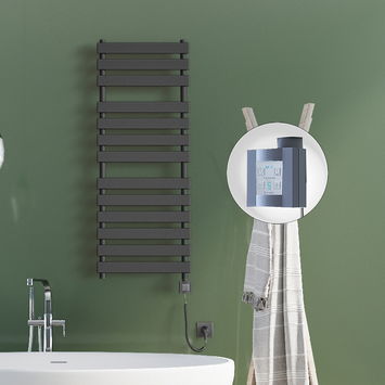 Radiva - Tahiti Electric Towel Warmer 500x950 Anthracite Ktx4 300 W (Spiral Cable)