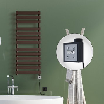 Radiva - TAHITI Elektrikli Havlupan 500x950 Bakır Eskitme Parlak (KTX3 Termostat) 300W Spiral Kablolu