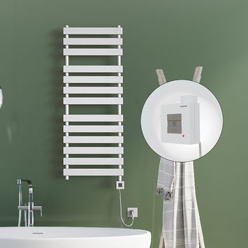 Radiva - Tahiti Electric Towel Warmer 500x950 White Ktx1 300 W (Spiral Cable) Radiva - Tahiti Electric Towel Warmer 500x950 White Ktx1 300 W (Spiral Cable)