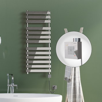 Radiva - TAHITI Elektrikli Havlupan 500x950 Krom (KTX1 Termostat) 300W Spiral Kablolu
