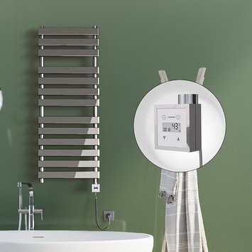 Radiva - Tahiti Elektrikli Havlupan 500x950 Krom (KTX3 Termostat) 300W Spiral Kablolu