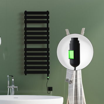 Radiva - Tahiti Electric Towel Warmer 500x950 Matte Black (On/Off) 300 W