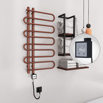 Radiva - Zante Electric Towel Warmer 500x1000 Antique Copper Ktx3 200 W (Spiral Cable)
