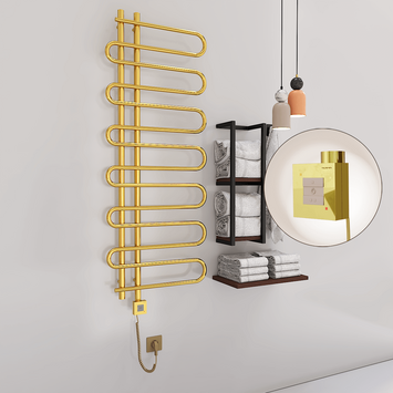 Radiva - Zante Sèche Serviettes Electrique 600x1400 Or Ktx1 300 Watt Câble en spirale