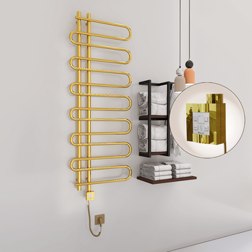 Radiva - Zante Sèche Serviettes Electrique 600x1400 Or Ktx4 300 Watt Câble en spirale