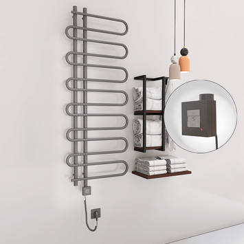 Radiva - Zante Sèche Serviettes Electrique 600x1400 Anthracite Ktx1 600 Watt Câble en spirale