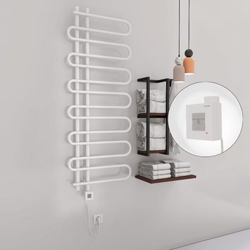 Radiva - Zante Electric Towel Warmer 600x1400 White Ktx1 300 W (Spiral Cable)