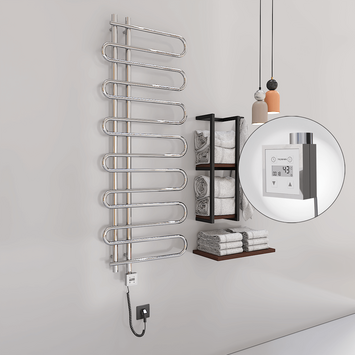 Radiva - Zante Sèche Serviettes Electrique 600x1400 Chrome Ktx3 300 Watt Câble en spirale